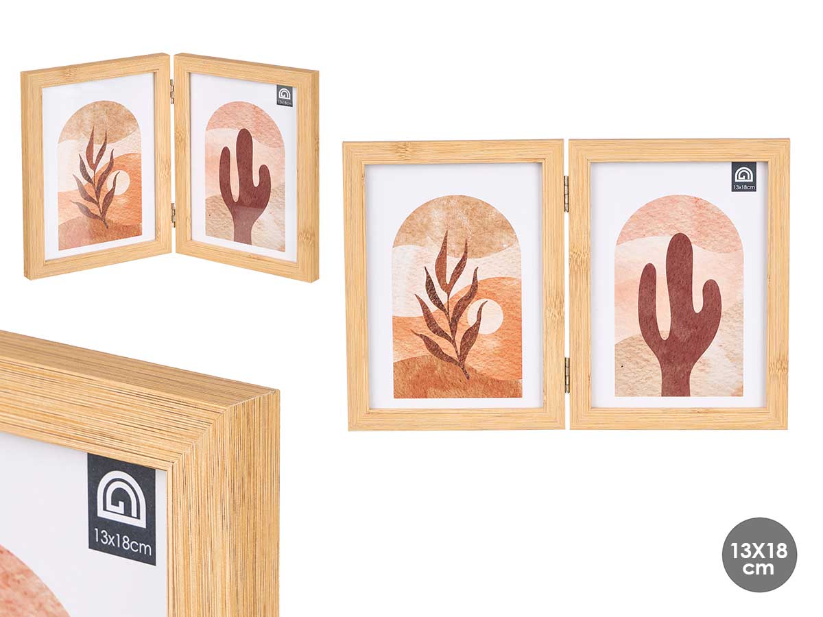 Portafoto doble efecto bambu 13x18