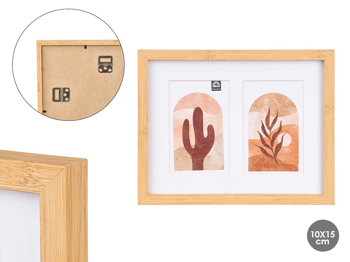 Moldura para 2 fotos efeito bambu 10x15cm