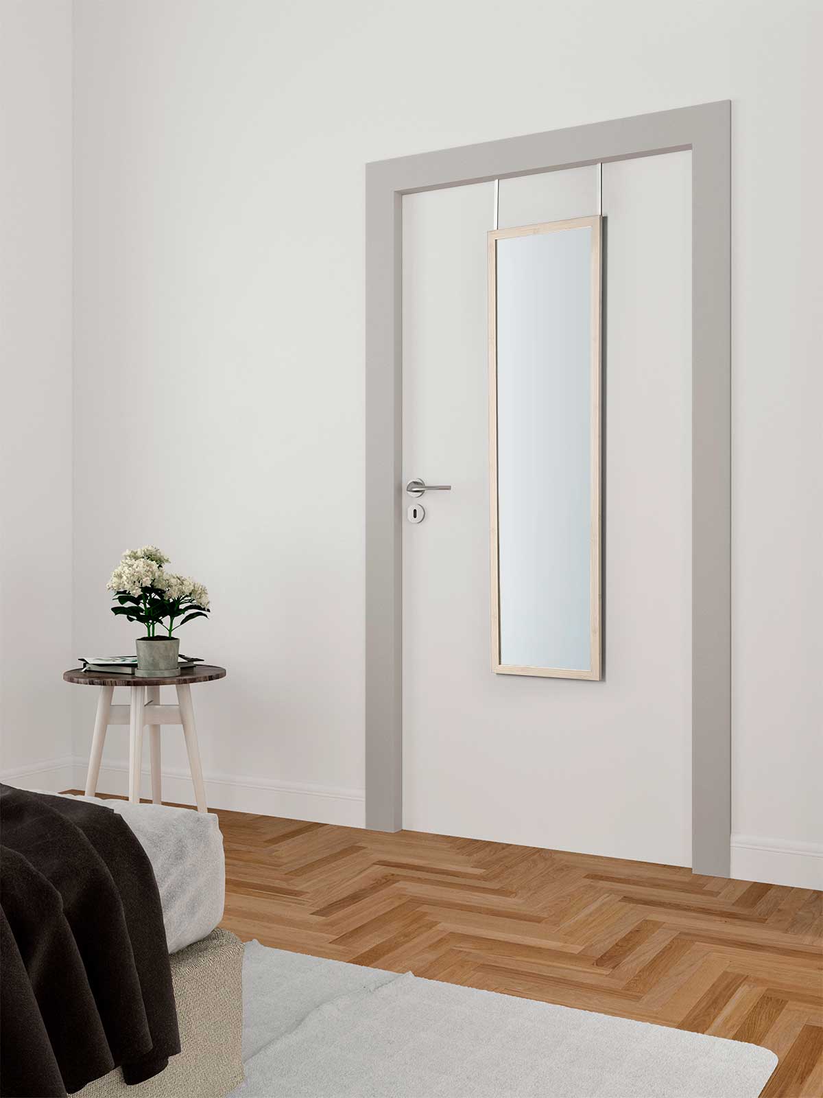 White distressed door mirror 30x120cm - Image 5