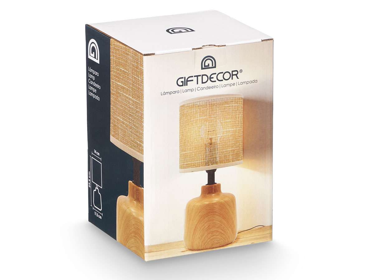 Lampe de table ronde effet bois – Image 3