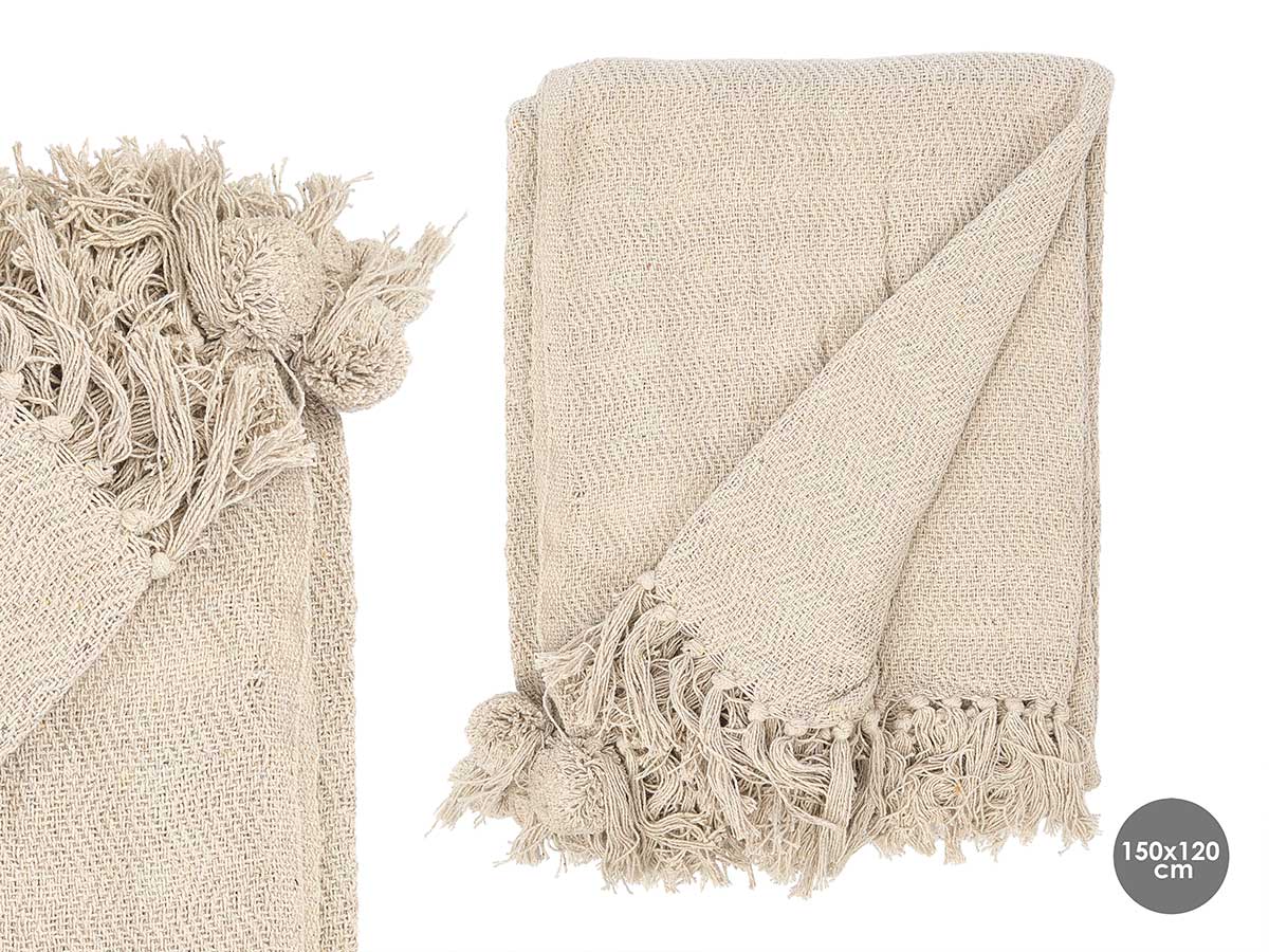 Multiusos pompon natural 120x150cm