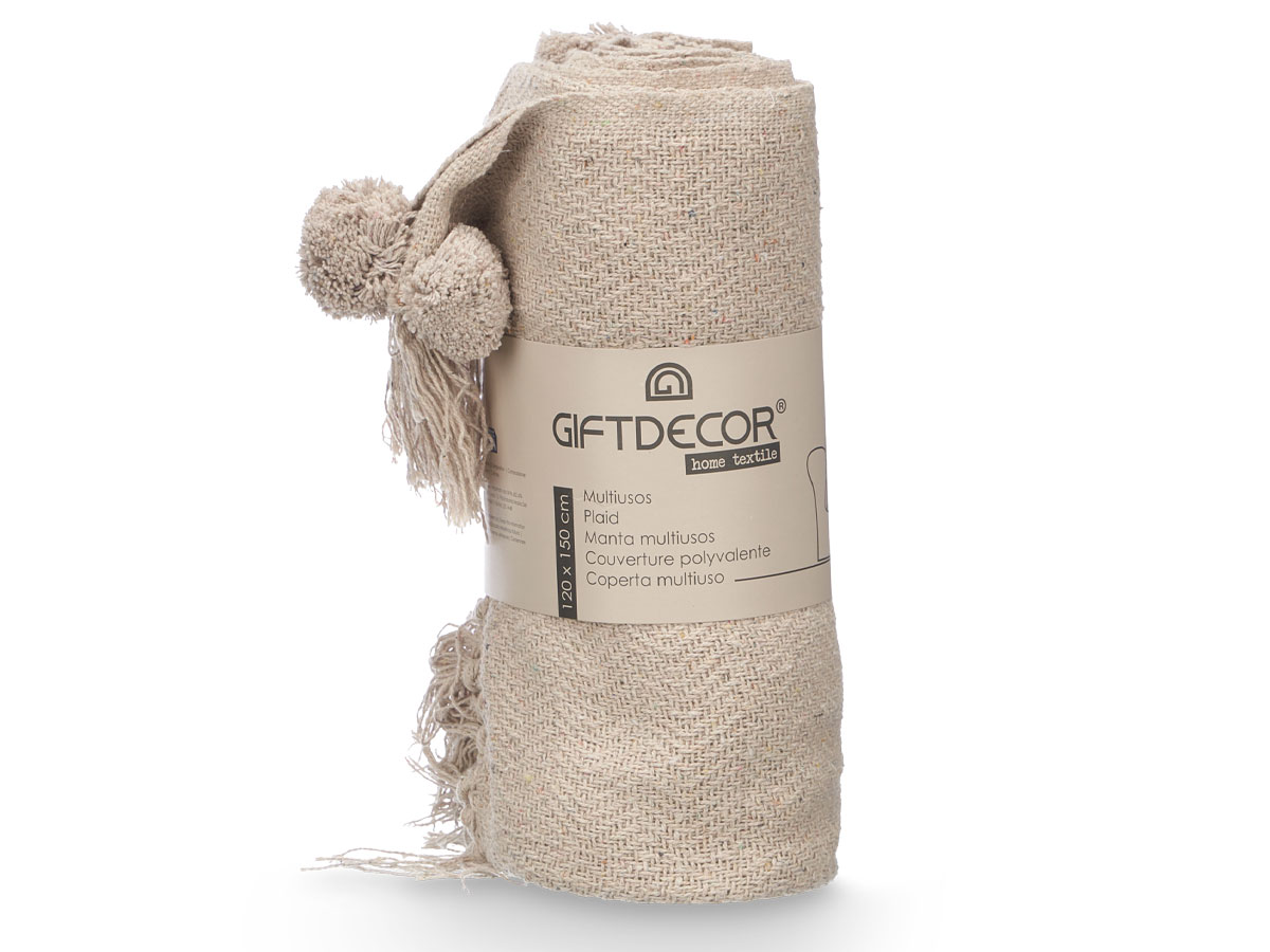 Multiusos pompon natural 120x150cm - Imagen 3