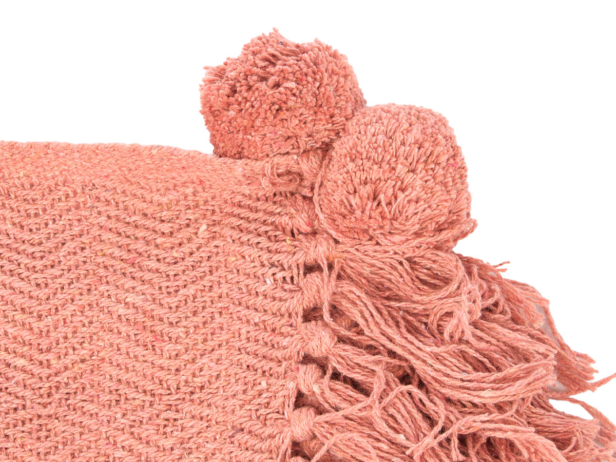 Plaid polyvalent pompon brique 120x150cm – Image 4