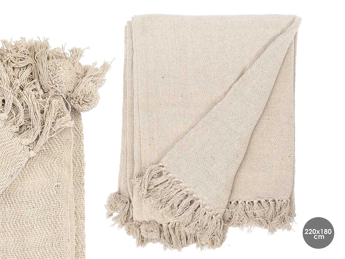 Multiusos pompon natural 180x220cm