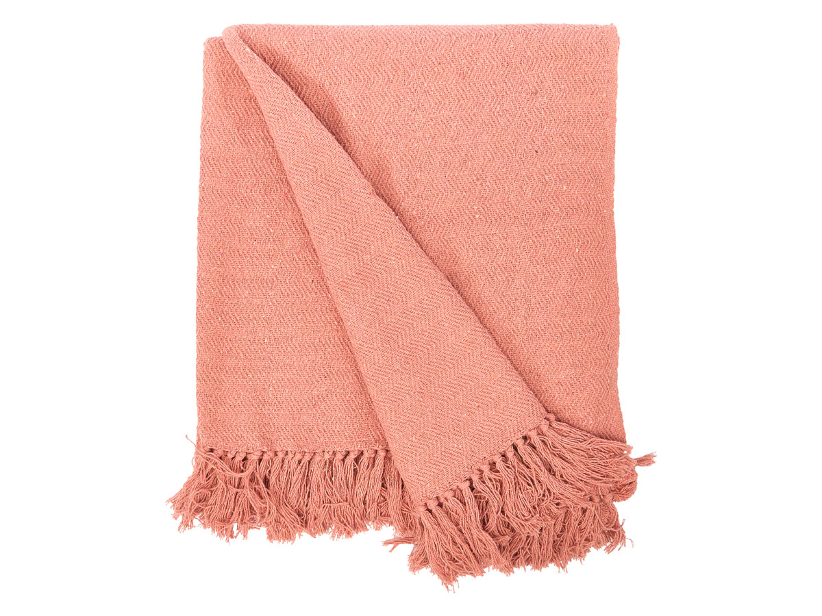 Plaid polyvalent pompon brique 180x220cm – Image 2