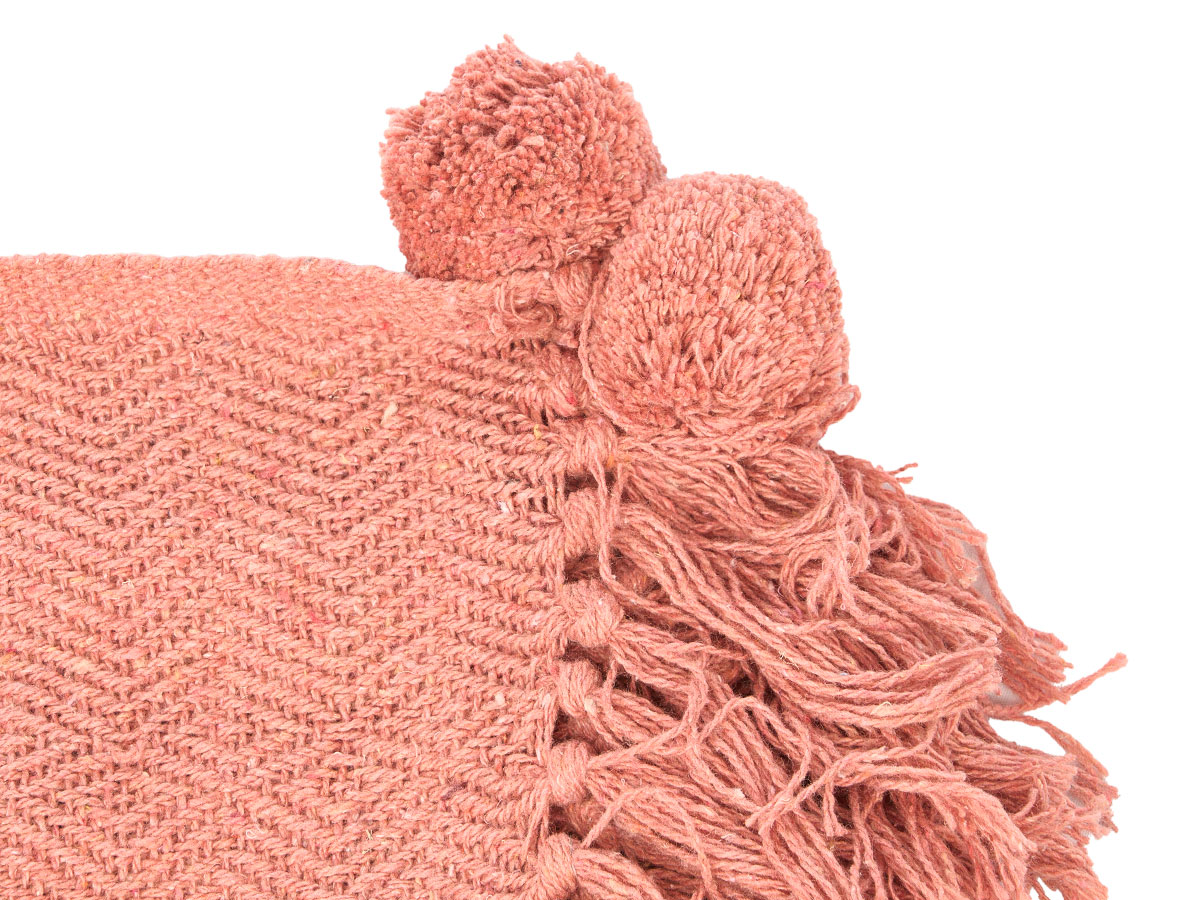 Plaid polyvalent pompon brique 180x220cm – Image 4