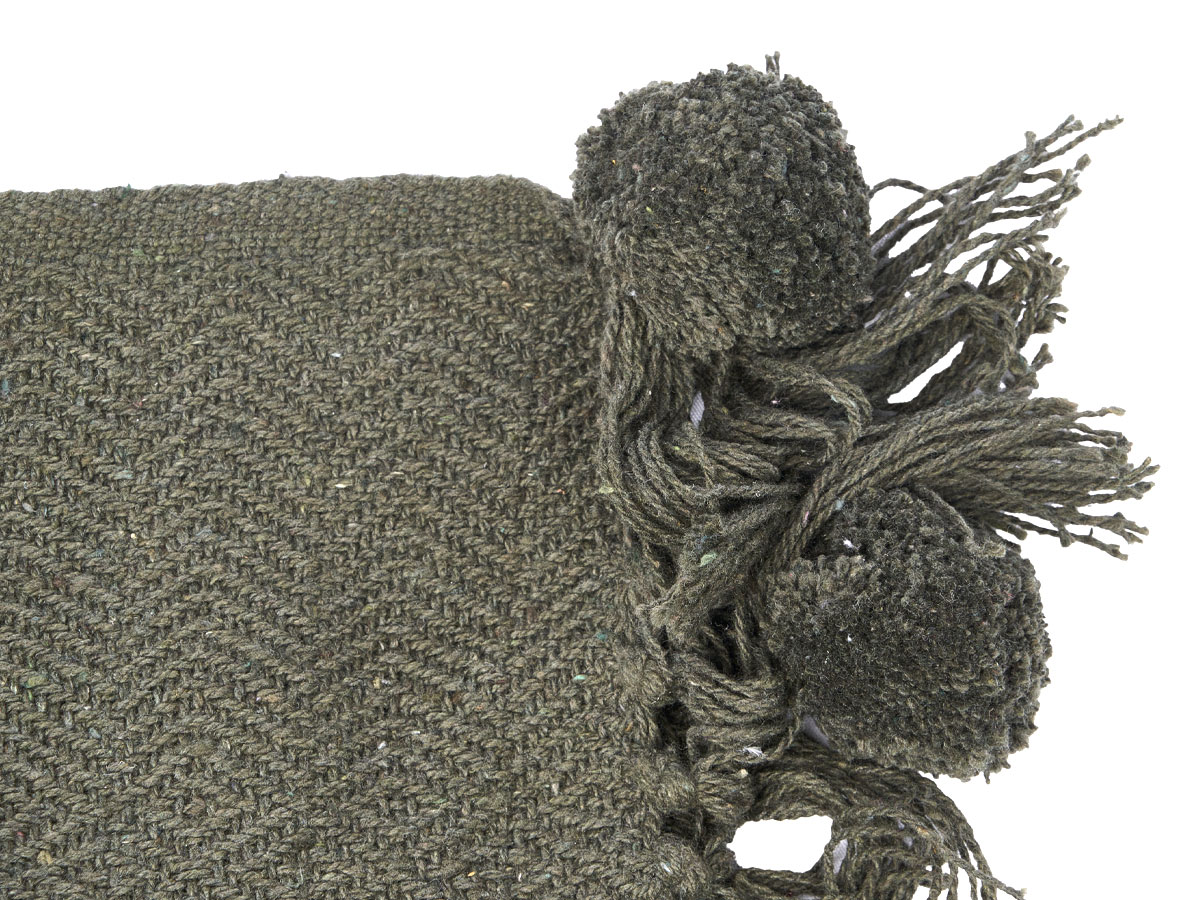 Plaid polyvalent pompon vert 180x220cm – Image 4