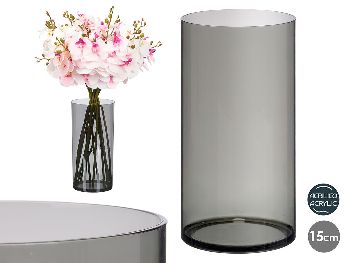 Vaso cilindrico acrilico aparenza nero 15x30cm