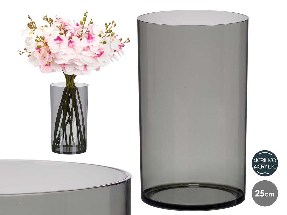 Vaso cilindrico acrilico aparenza nero 15x25cm