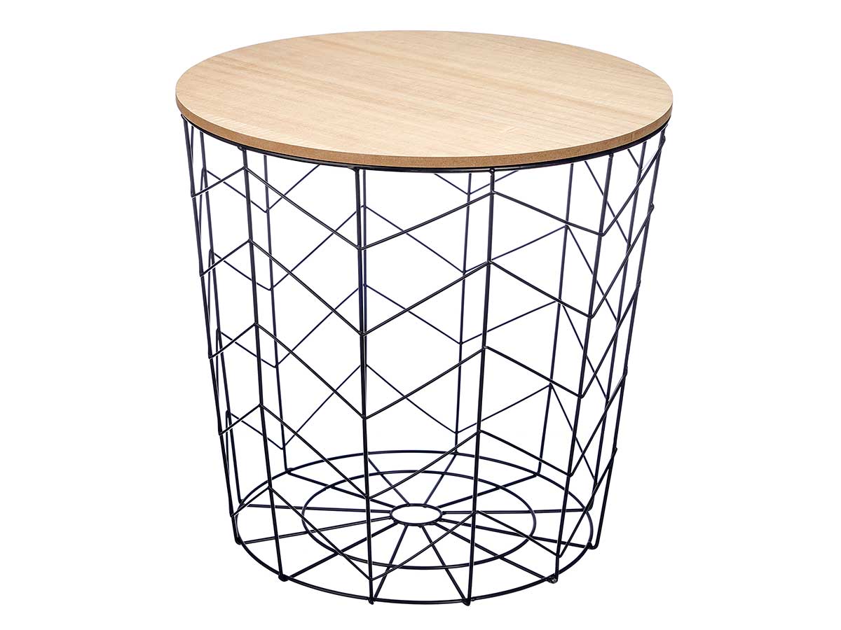 Tavolo ausiliare acciaio top legno nero 44x54cm - immagine 2