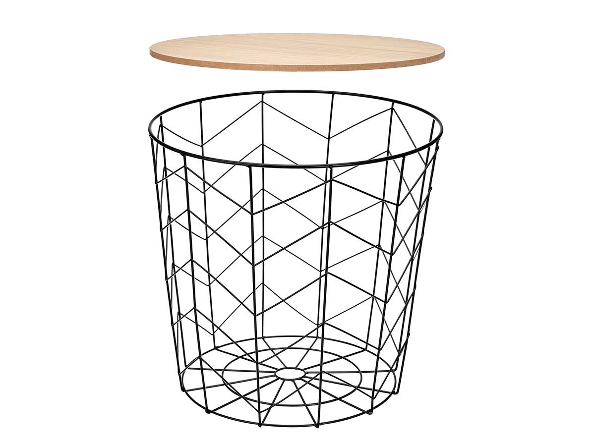 Tavolo ausiliare acciaio top legno nero 44x54cm - immagine 3