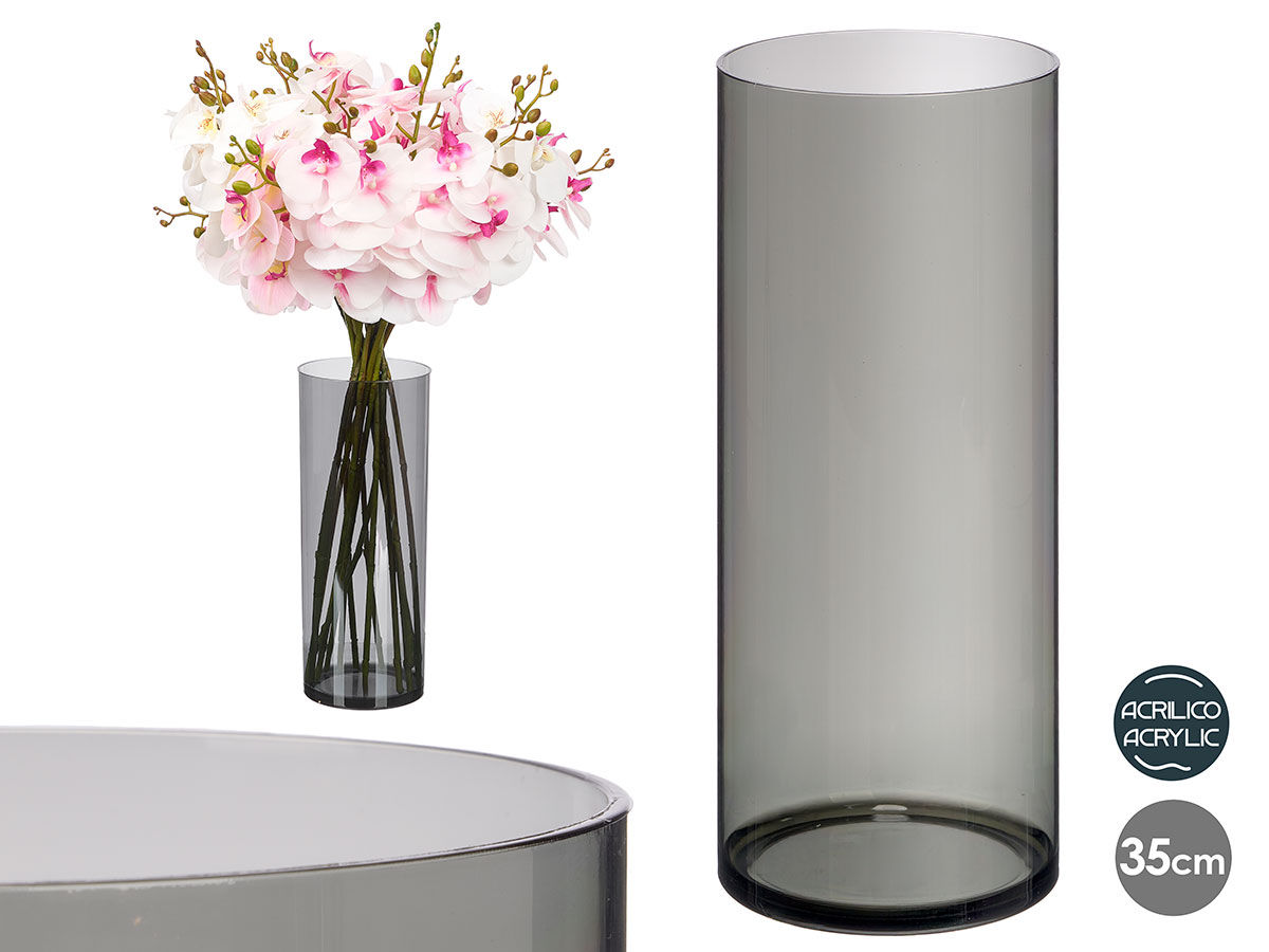 Vaso cilindrico acrilico aparenza nero 12x30cm