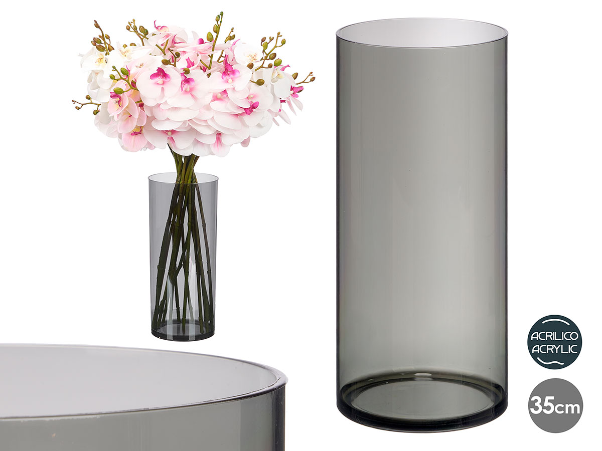 Vaso cilindrico acrilico aparenza nero 15x35cm