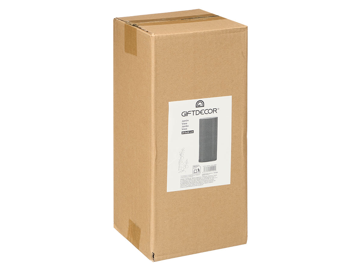 Vaso cilindrico acrilico aparenza nero 15x35cm - immagine 2