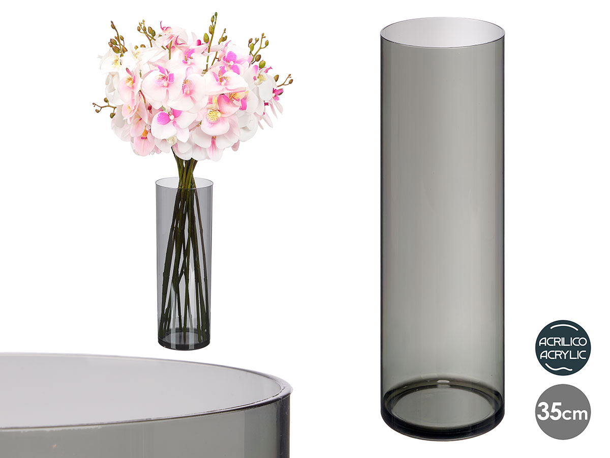 Vaso cilindrico acrilico aparenza nero 12x35cm