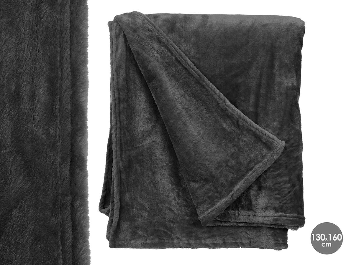 Silky blanket dark grey 130x160xm