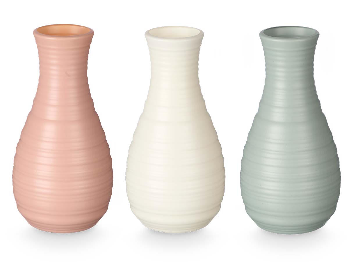 Plastique vase bombé rayures assort 3coul – Image 2