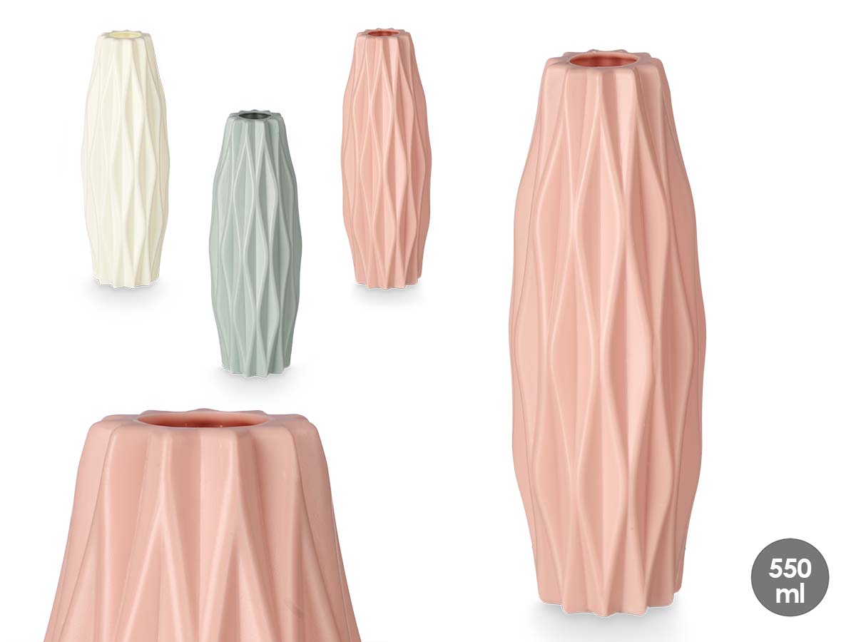 Vase ovale relief assort 3 couleurs