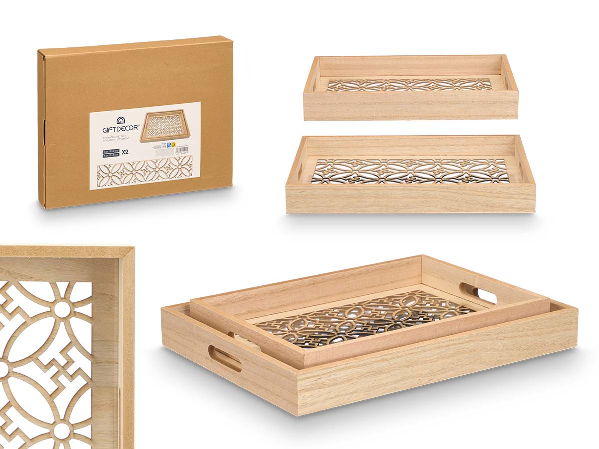 Set 2 bandejas rect flor