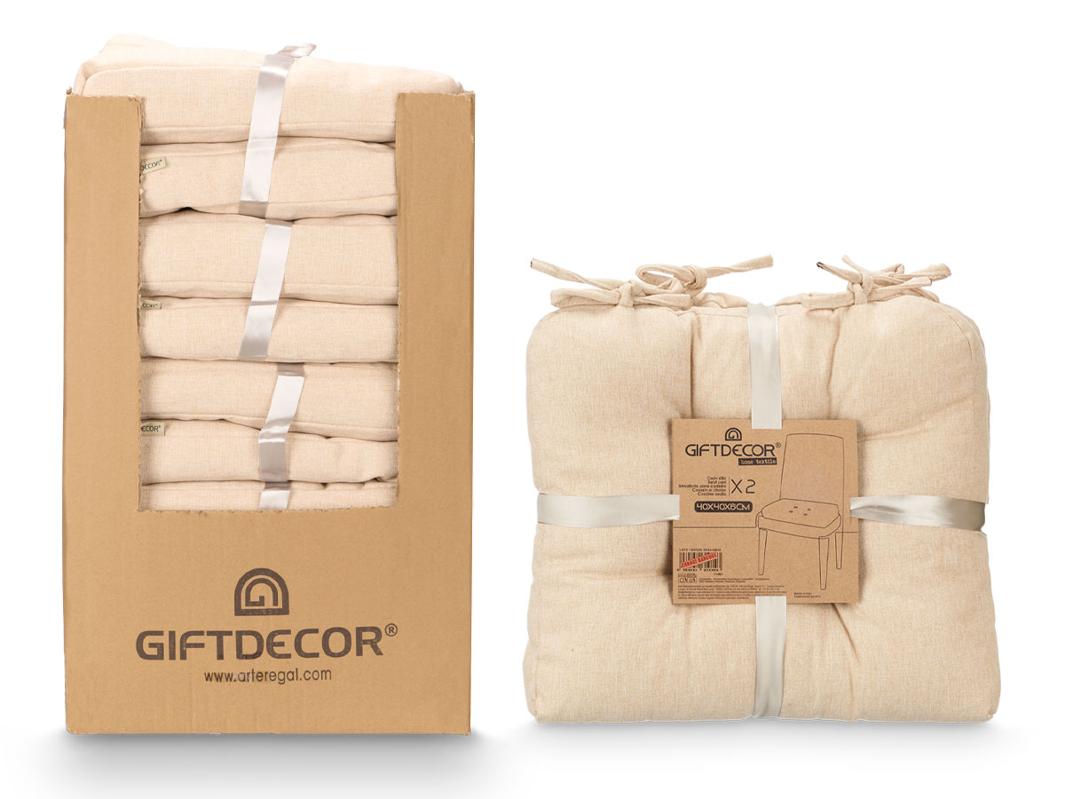Set 2 chair pillows beige 40x40cm - Image 3