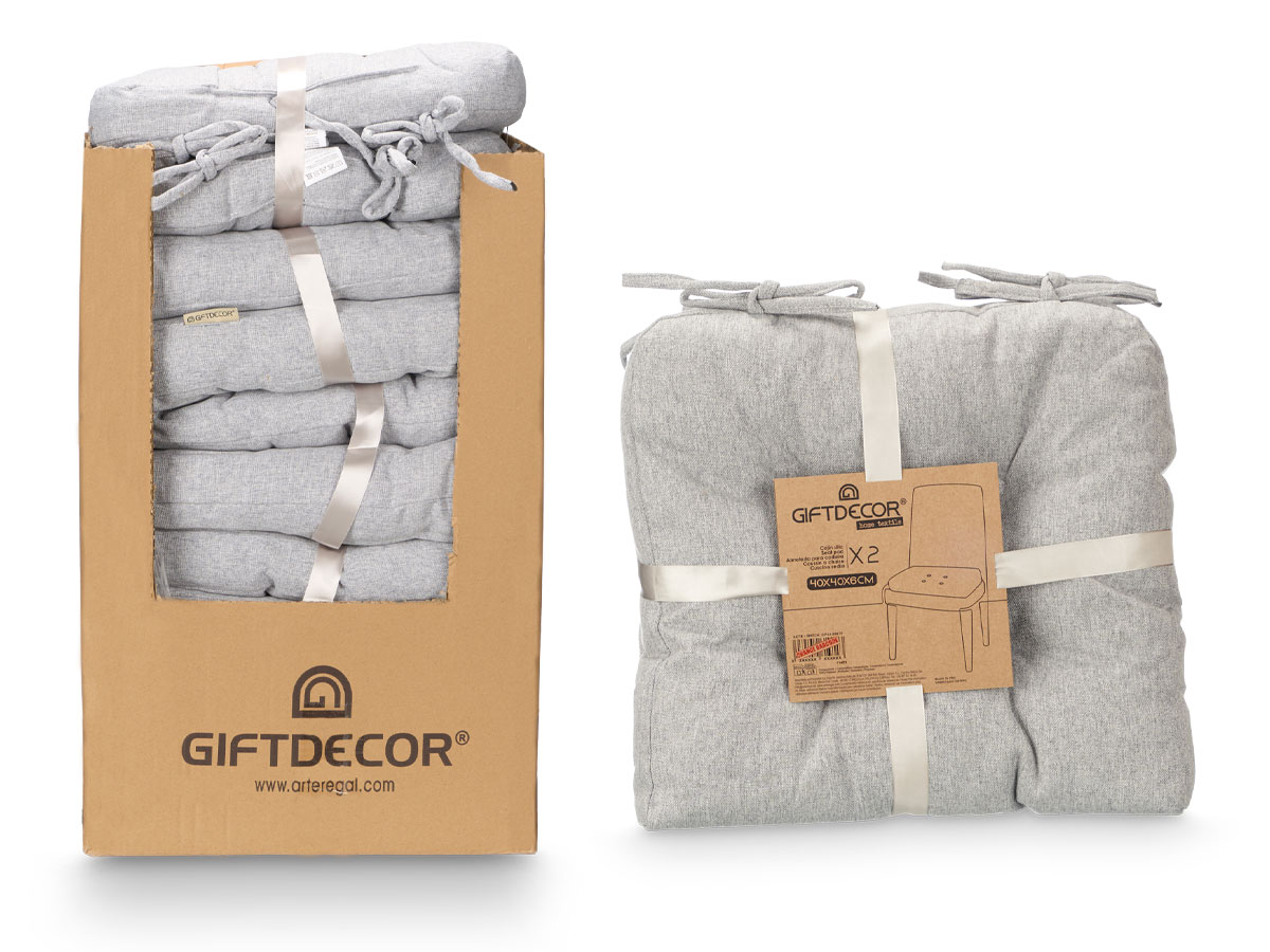 Set 2 cuscini sedia grigio chiaro 40x40cm - immagine 3