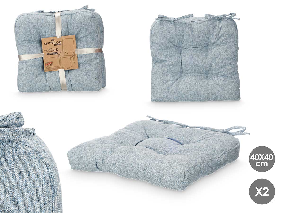 Set 2 chair pillows blue 40x40cm