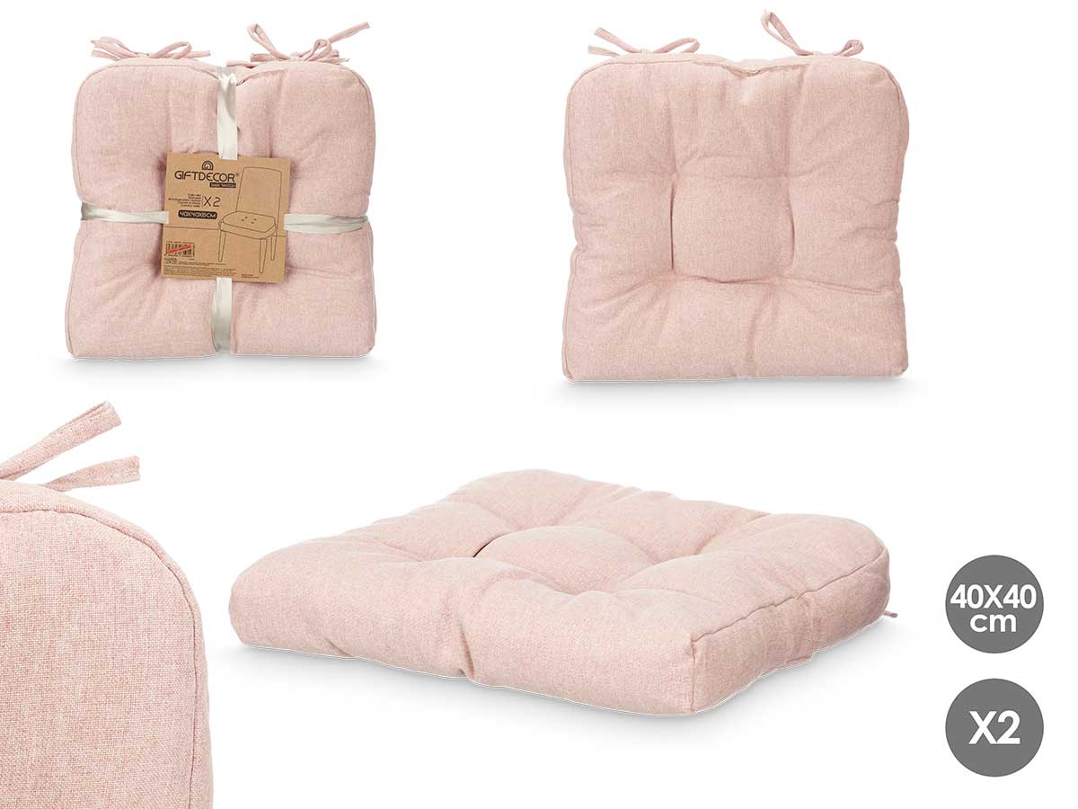 Set 2 cuscini sedia rosa 40x40cm
