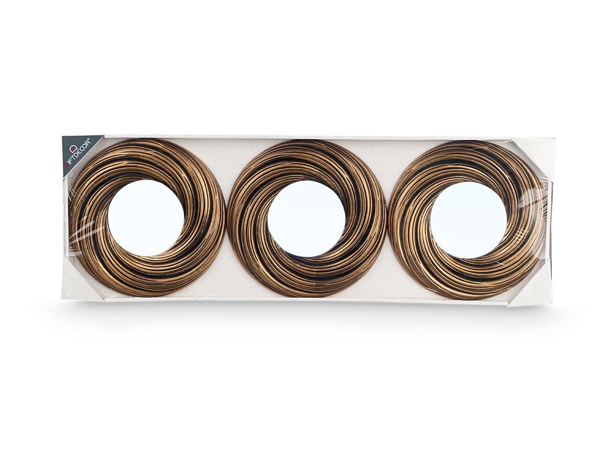 Set 3 specchi rotondo onde nero dorato - immagine 3