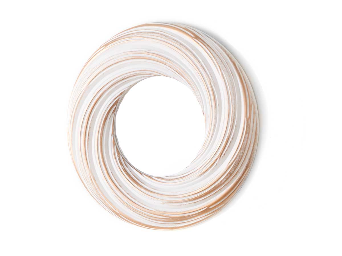 Set 3 specchi rotondo onde bianco dorato - immagine 2