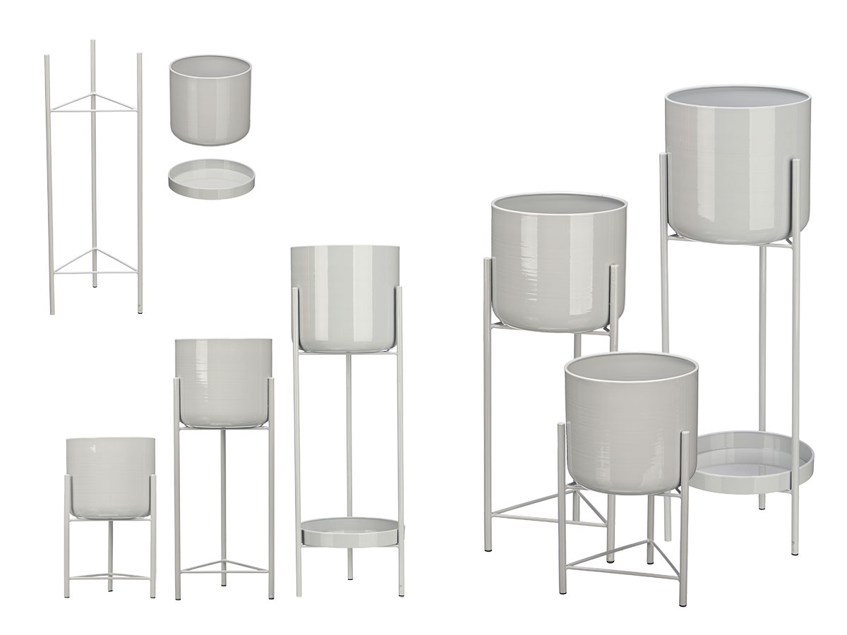 Set 3 portavasi piede grigio