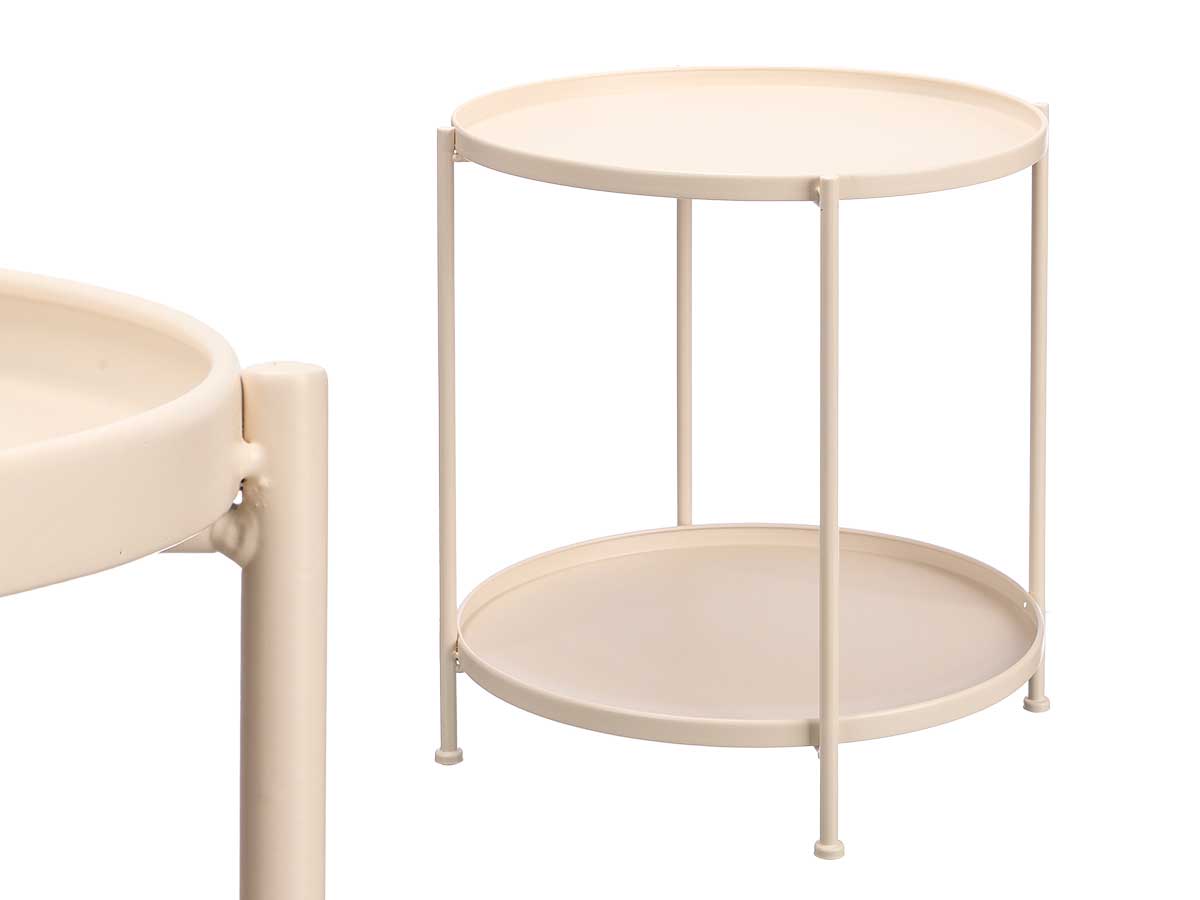 Tavolino laterale rotondo beige