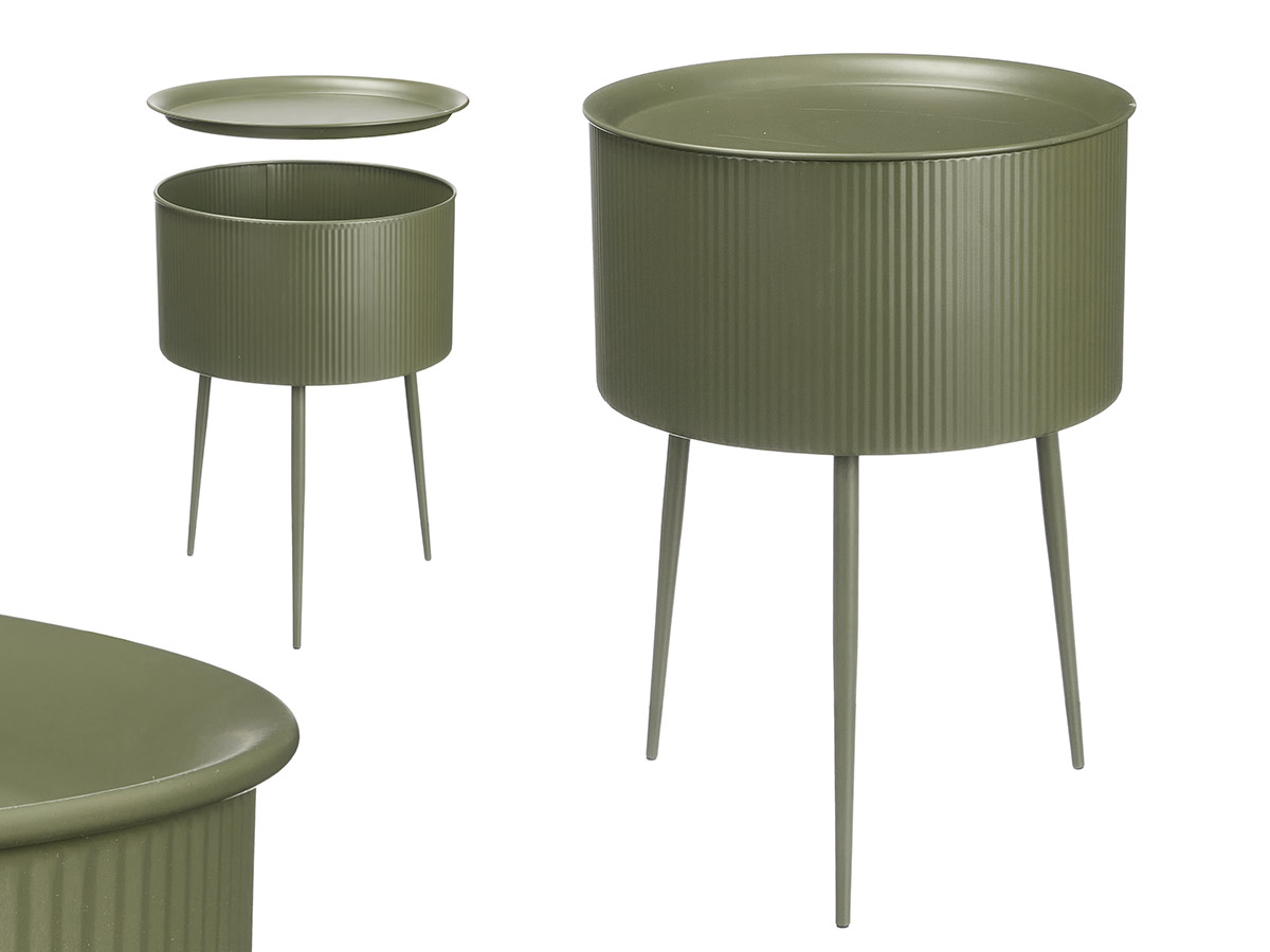 Tavolino laterale rotondo con base verde