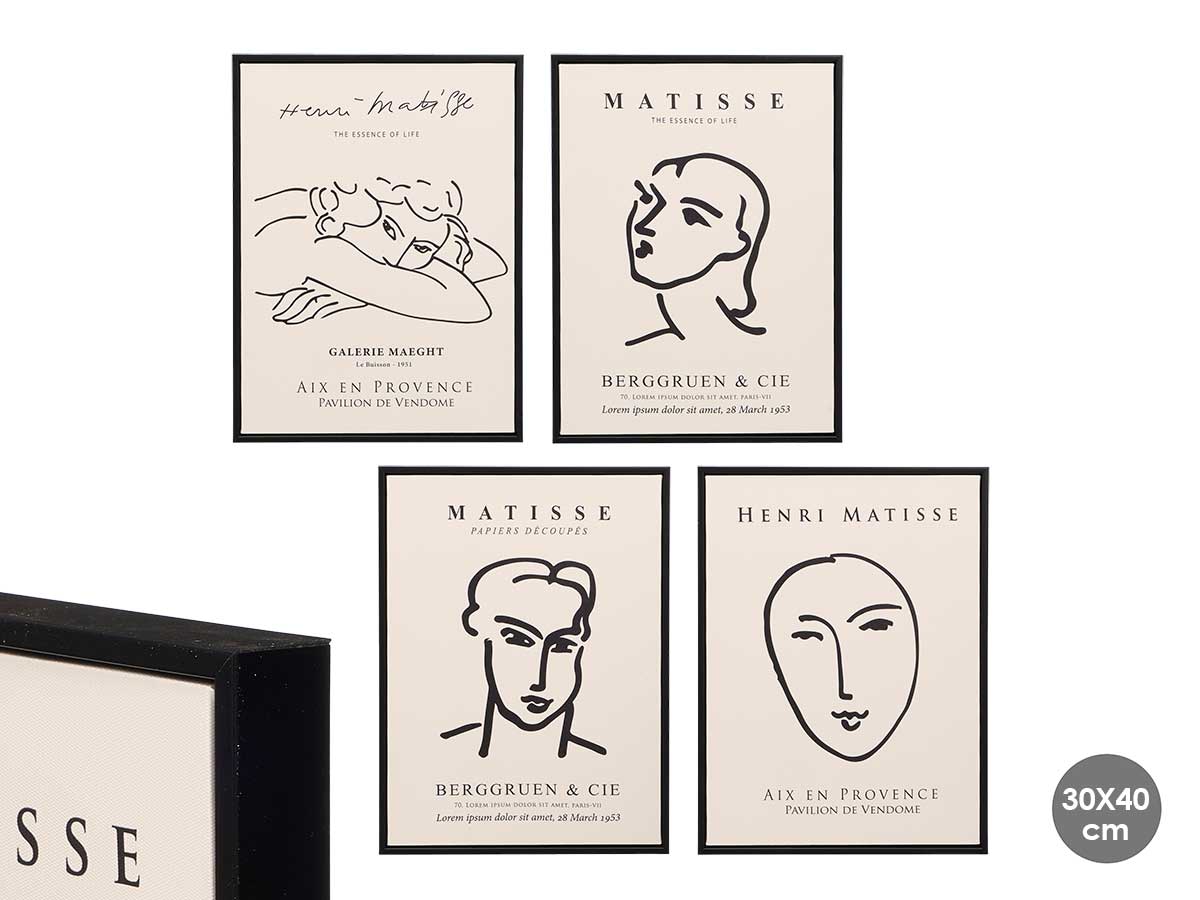 Quadro matisse assortito 4 30x40cm