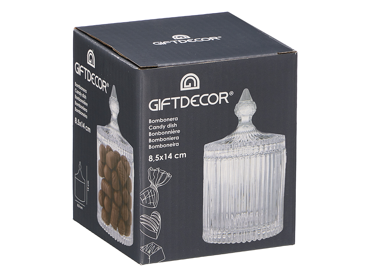 Bonbonnière en verre a rayures 8,5x14cm – Image 3