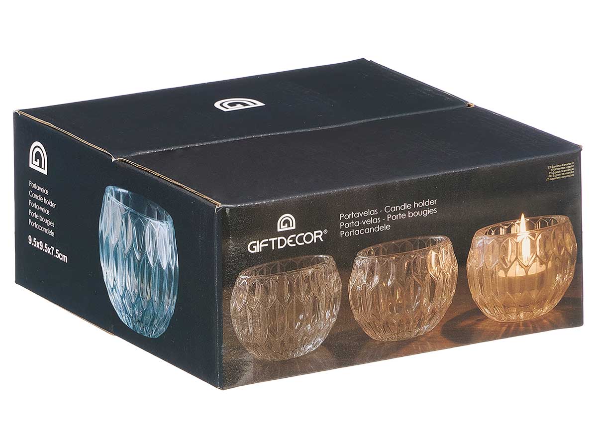 Bougeoir en verre a diamant grand – Image 3