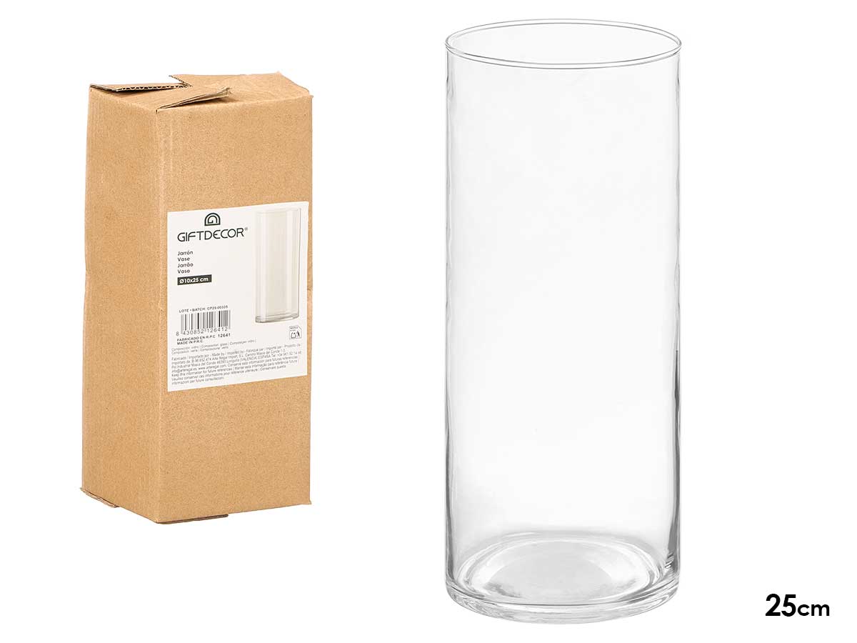 Vaso cilindrico vetro 10x25cm