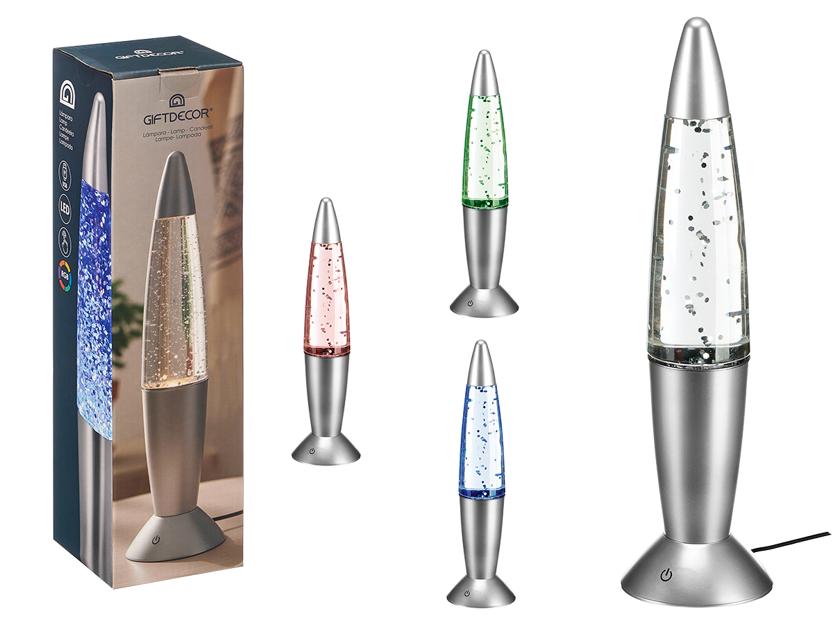 Lampara purpurina gris rgb