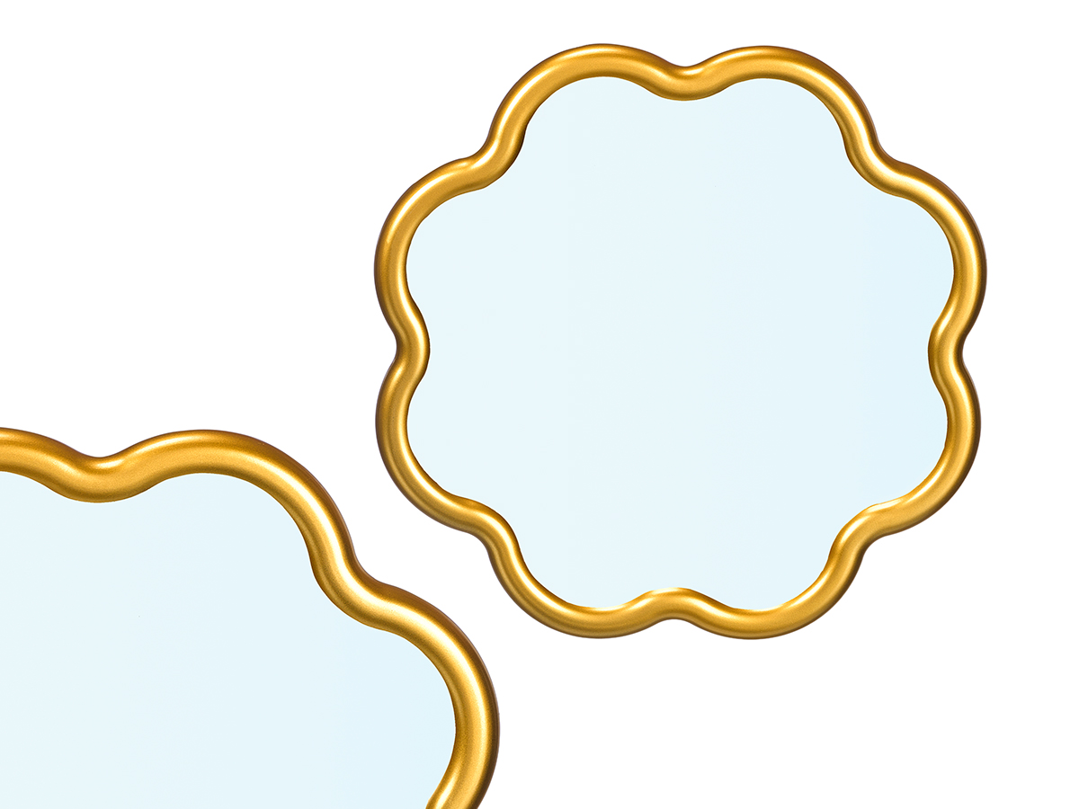 Espelho forma flor dourado 40x40cm