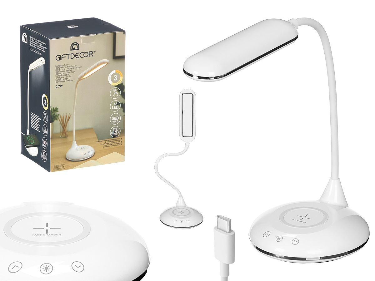 Lampe chargeur flexo blanche