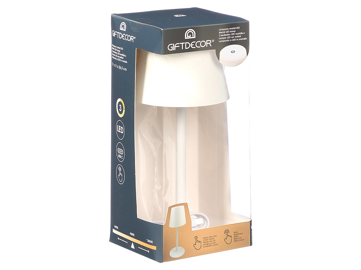 Lampada da tavolo led metallo usb bianca midnight - immagine 3