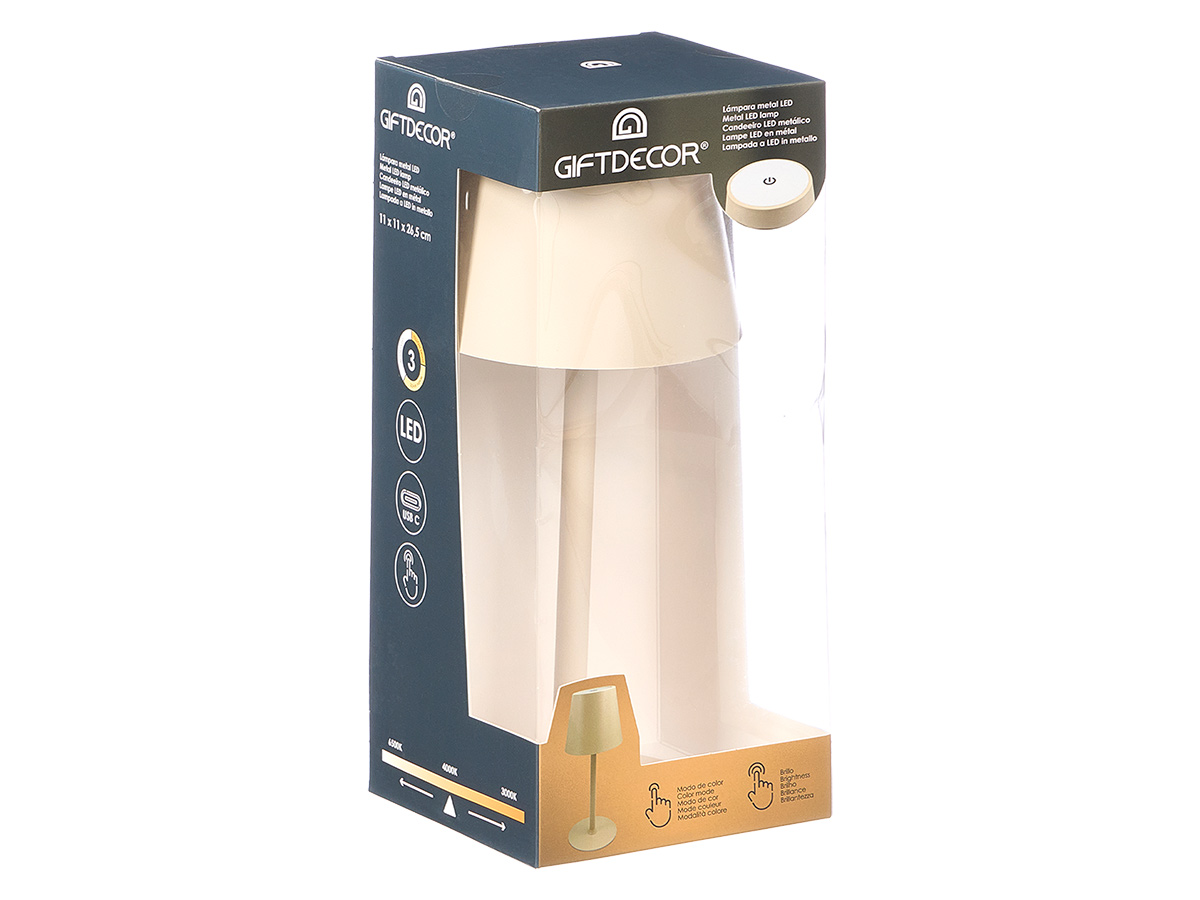 Lampada da tavolo led metallo usb beige - immagine 3