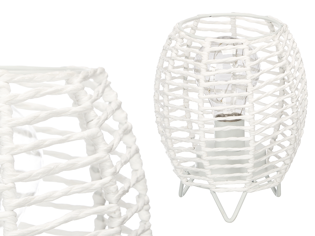 Lampada da tavolo rotonda corda bianca