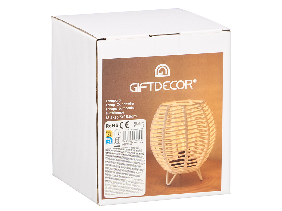 Lampada da tavolo rotonda corda bianca - immagine 3