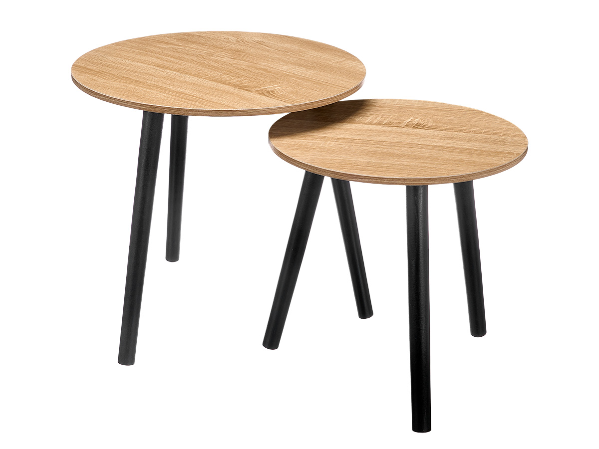 Set de 2 tables d appoint 39+48cm pieds noirs – Image 2