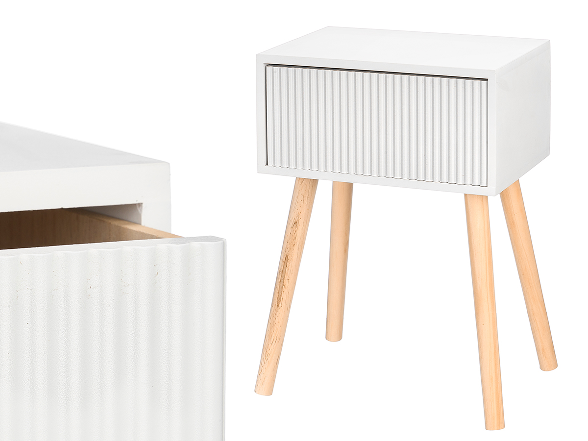 Table d appoint blanche a 1 tiroir