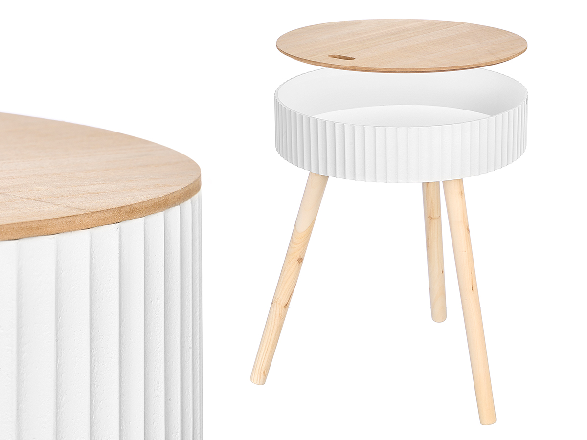 Table d appoint 38cm a vagues blanches