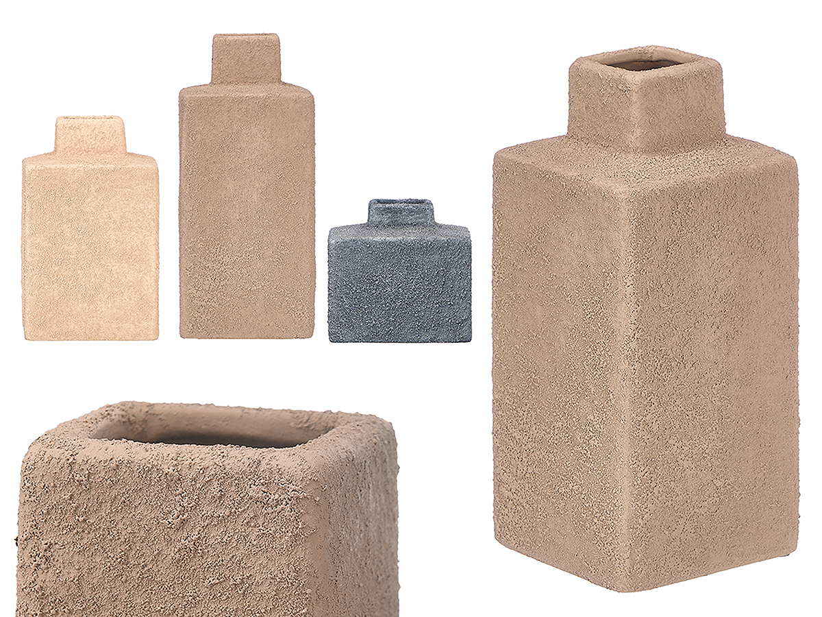 Set 3 vasi terra quadrati ass 3 col