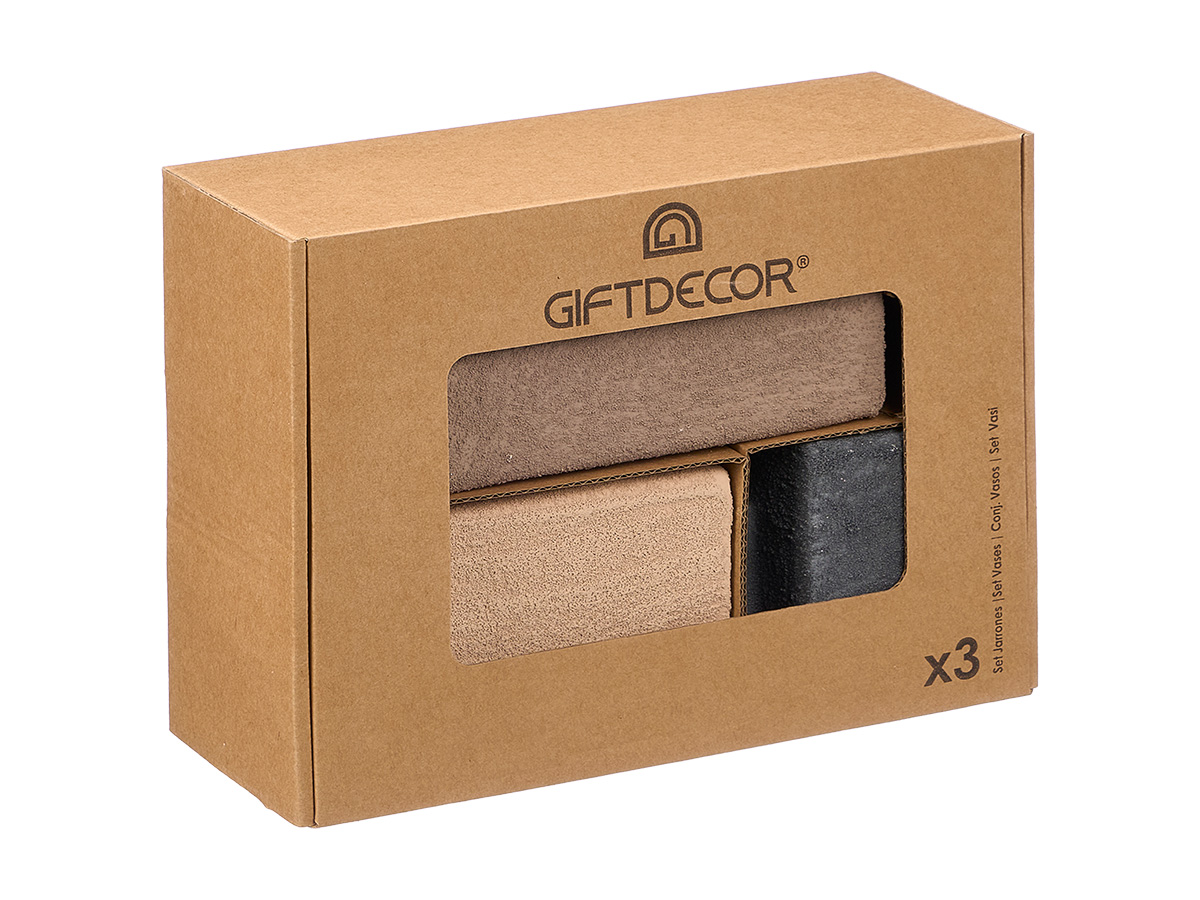 Set 3 vasi terra quadrati ass 3 col - immagine 3