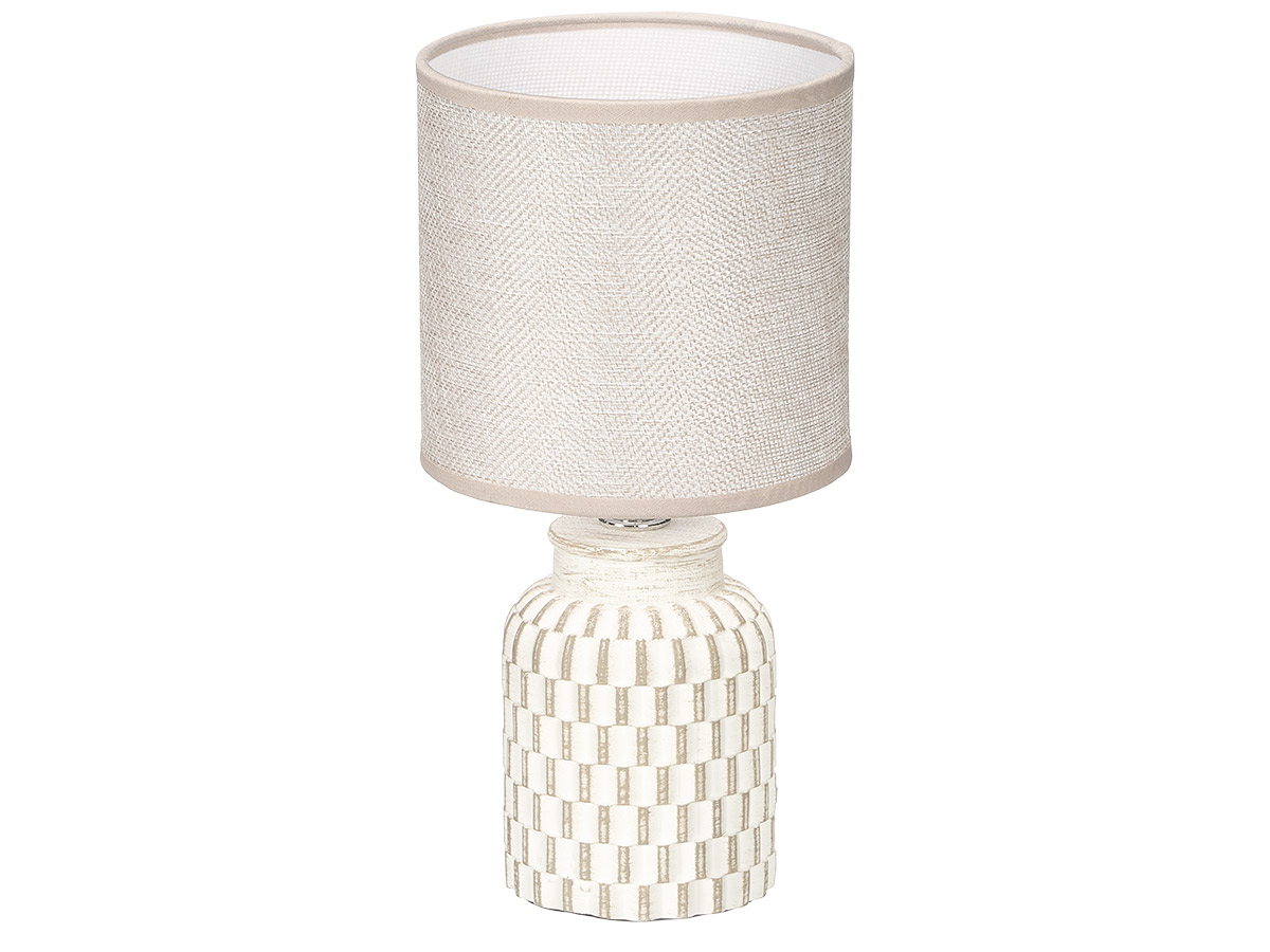 Lampe a poser cylindrique rayee beige – Image 2