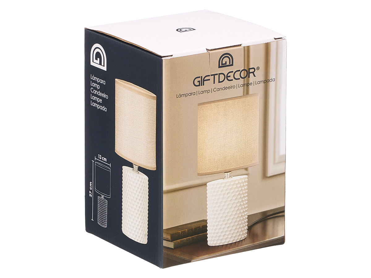 Lampe table a relief cylindrique blanc – Image 3